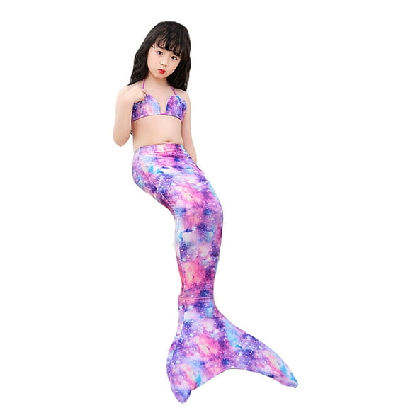 shqvo Girls Mermaid Bathing Suit 2PCS Hot Spring Bikini Tops with Fish Tail Kids Beach Costume Set for Kid