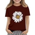 thumbnail image 1 of shqvo Girls Shirts Daisy Floral Tops Crewneck Short Sleeve Casual Summer T Shirts Flower Print Loose Fit Tees, 1 of 6