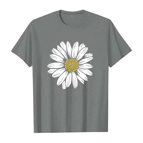 shqvo Girls Shirts Daisy Floral Tops Crewneck Short Sleeve Casual Summer T Shirts Flower Print Loose Fit Tees