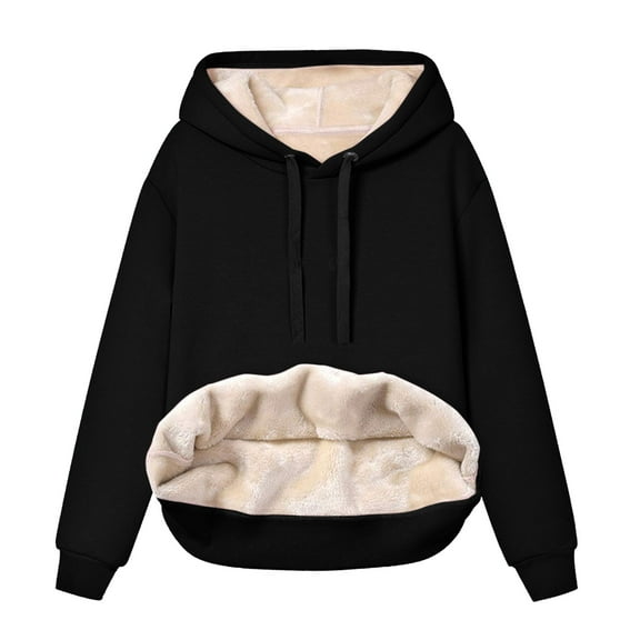 shqvo Hoodies for Women Fleece Drawstring Solid Color Hooded Sweatshirt Long Sleeve Sweater shirt Warm Outdoor Hoodie with Pockets Plus Size Fall Winter Fashion Clothes