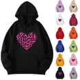 thumbnail image 1 of shqvo Hoodies for Women Solid Color Hooded Sweatshirt Long Sleeve Sweater shirt Heart Print Hoodie with Pockets Valentines Sweatshirt Plus Size Fashion Clothes, 1 of 4