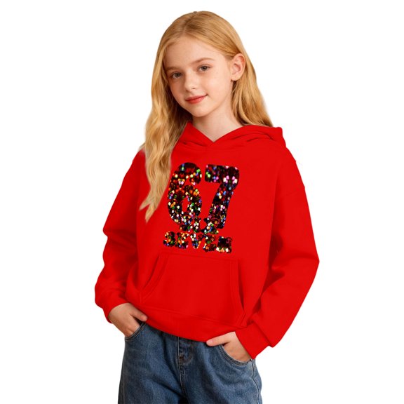 shqvo Hoodies for Little Girls Cute Bow Cherry Graphic Hooded Pullover Sweatshirts Spring Fall Trendy Sweater Shirts