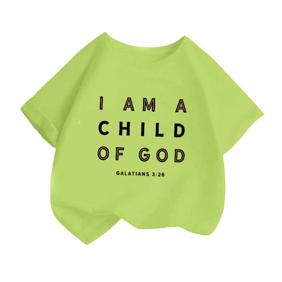 shqvo I Am A Child of God Shirt Girls Graphic Tees Christian T Shirts for Kids Jesus Religious Faith Solid Color Summer Top