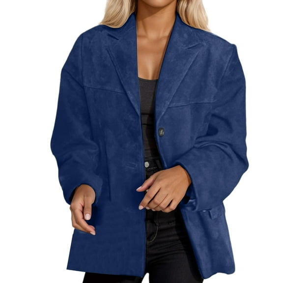 shqvo Jackets For Women Suede Jacket Women Fall Winter Oversized Suit Jacket Trench Coat Loose Fit Long Sleeve With Pocket Womens Jackets Plus Size Fall Coats For Women