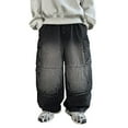 thumbnail image 1 of shqvo Kids Jeans Boys High Waisted Vintage Straight Leg Loose Denim Pants Boys Casual Baggy Fashion Long Trousers Streetwear with Pockets Grey 7-8 Years, 1 of 9