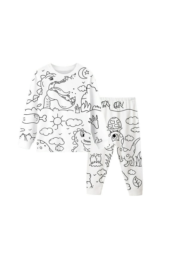 Kids Outfits with Cute Cartoon Hand Painted Boys Girls Diy Coloring Shirt Clothes Outfits,Funny Draw & Color Your Own Fun Designs Easter Clothes Sets