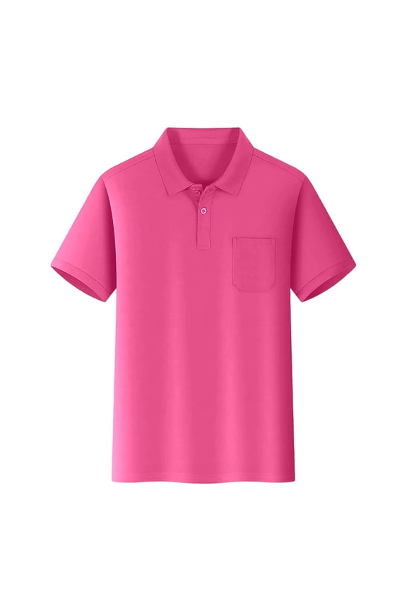 Kids Polo Shirt Button Down Shirts Short Sleeve Lapel T-Shirt Solid Color Tops Back to School Blouse School Uniform for Little Boys 1-7 Years