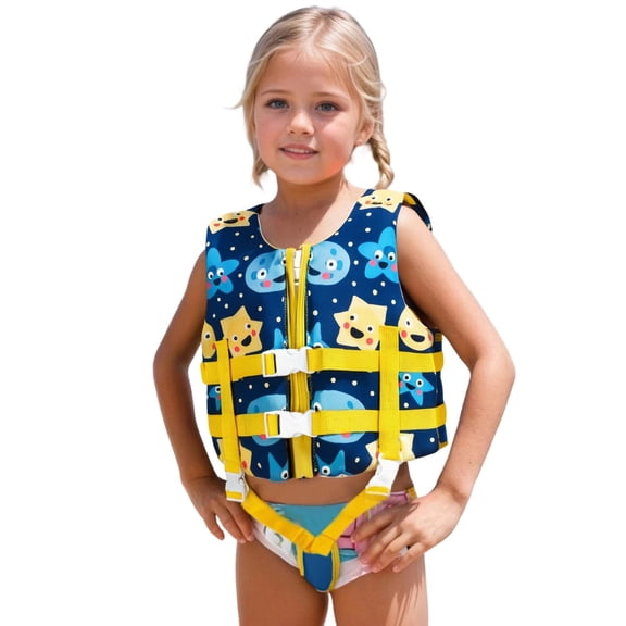 shqvo Kids Swim Vest 30-50 Lbs High-Buoyancy Print Adjustable Strap Baby Floatation Suit Secure Easy To Wear Uscg Approved Life Jacket for Children