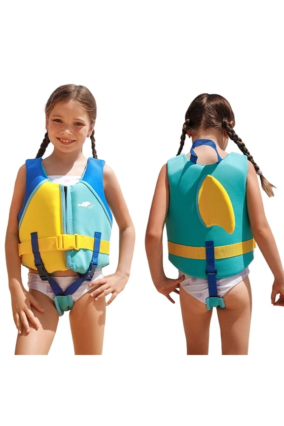 Kids Swim Vest Life Jacket High-Buoyancy Print Adjustable Strap Toddler Swim Vest Breathable Comfortable Kids Life Jacket