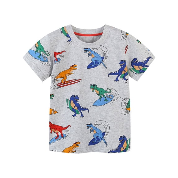 shqvo Kids T Shirts for Boys Size 8-9 Boy Graphic Print Crewneck Short-Sleeve Shirts and Tops Boy's Summer Shirt Lightweight Little Boy Casual Clothes