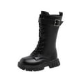 thumbnail image 1 of shqvo Knee High Boots for Girl Pu Leather Fashion Soft Sole Versatile Long Boots Side Zipper for Big Kids Fall Winter Leather Boots Girls Shoes 4-11Years, 1 of 6
