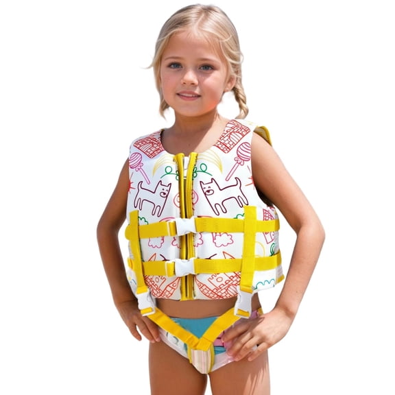 shqvo Life Jackets for Kids High-Buoyancy Print Adjustable Strap Toddler Life Vest Secure Comfortable Kids Life Jacket