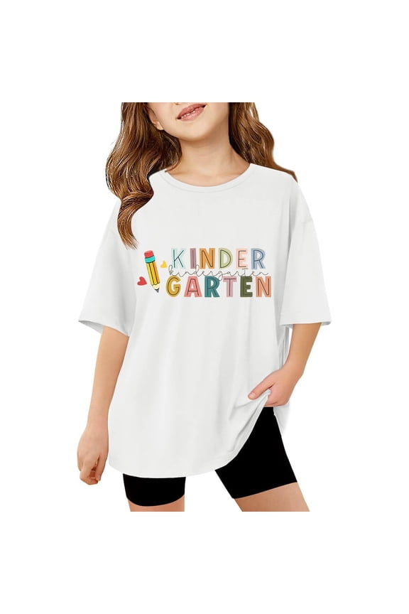 Little Girl Shirts 5t 100 Days Of School Print Short Sleeve 100 Days Of School Costume Fashion Back To School Shirt Teen Girl Gifts