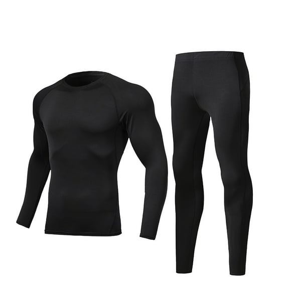 shqvo Long Johns Microfiber Soft Lined Thermal Underwear for Men Crewneck Set Winter Warm Base Layer Top & Bottom Black