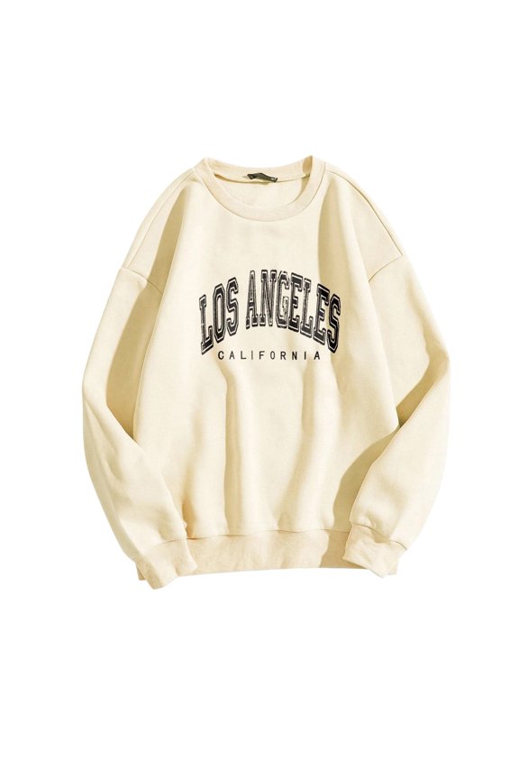 Los Angeles Hoodies for Women Oversized Sweatshirt for Women Crewneck Long Sleeve Casual Loose Pullover Hooded Sweater shirt Fall Trendy Tops for Women