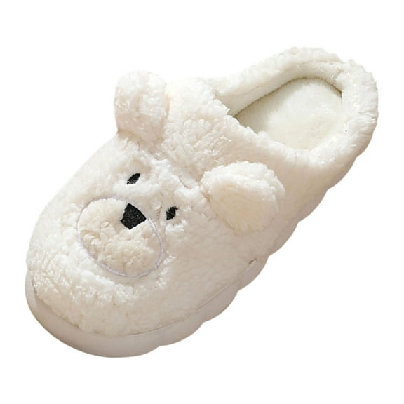 shqvo Matching Couple Slippers Cute Bear Plush Bedroom Shoes Unisex Winter Warm Slippers for Home Non- House Slipper Fluffy Fuzzy Slippers for Home