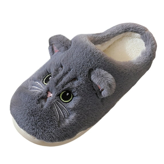 shqvo Matching Couple Slippers Cute Cats Plush Bedroom Shoes Unisex Winter Warm Slippers for Home Non- House Slipper Fluffy Fuzzy Slippers for Home