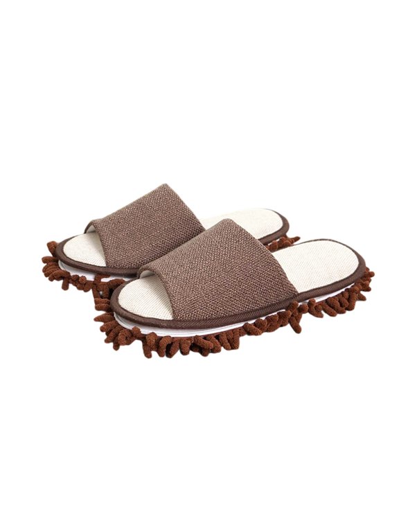 Men's Mop Slippers Open Toe Removable Microfiber Cleaning Slippers House Home Office Kitchen Dust Dirt Clean Mopping Shoes for Floor Cleaning