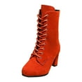 thumbnail image 1 of shqvo Mid Calf Suede Boots for Women Lace Up Boots for Women Pointed Toe Chunky Heel Fall Boots Women Short Mid Calf Length Trendy Womens Boots, 1 of 9