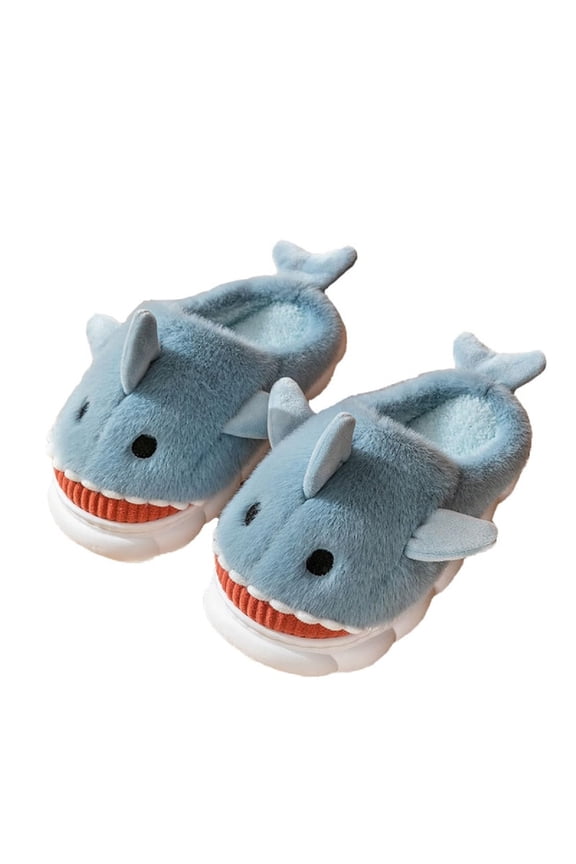 Slippers for Women Fuzzy Cute Shark Suede Plush Shoes Platform Slippers for Indoor Outdoor Winter Non- House Slipper for Women Fall Winter Shoes for Women 2025