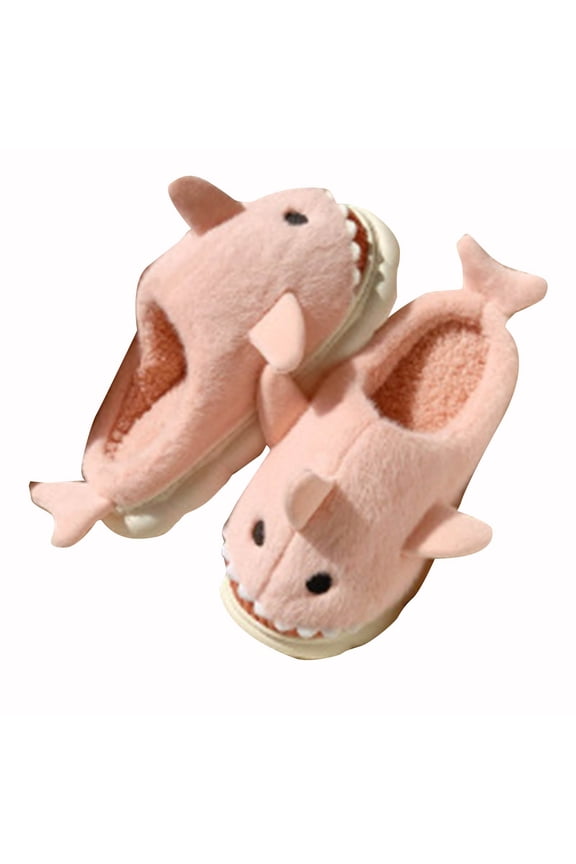 Slippers for Women Fuzzy Cute Shark Suede Plush Shoes Platform Slippers for Indoor Outdoor Winter Non- House Slipper for Women Fall Winter Shoes for Women 2025