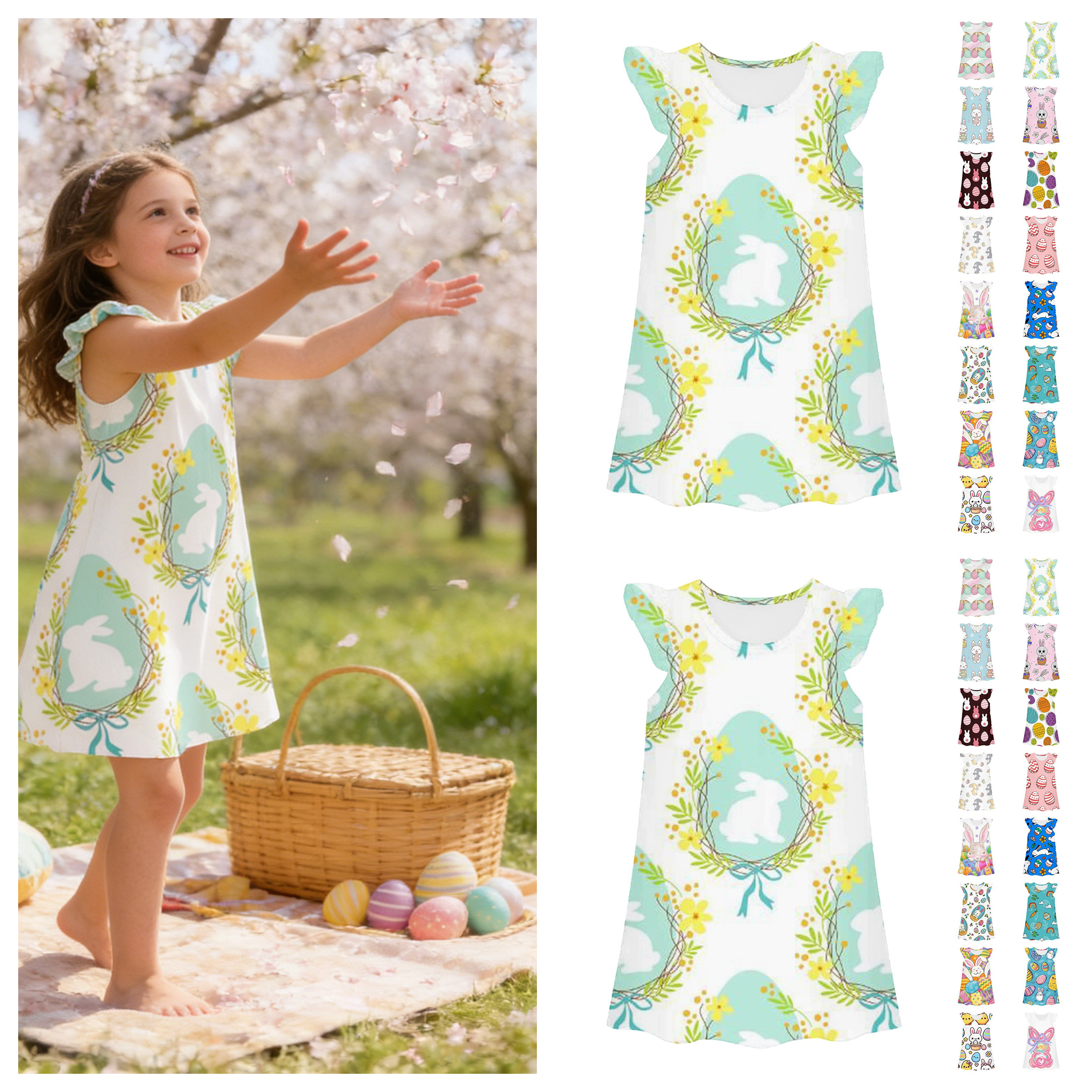 shqvo Spring Dresses for Girls Floral Print Short Sleeve A-Line Dress ...