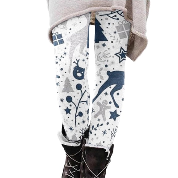 shqvo Stretch Pants for Women High Waisted Leggings Xmas Holiday Printed Slim Curvy Tights Stretchy Trousers