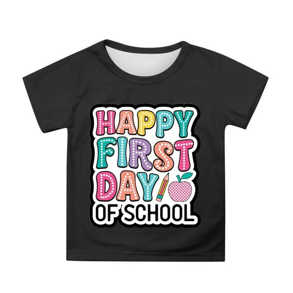 shqvo T-Shirts for Boys 14-16 Crew Neck Short Sleeve Letter Print Casual Toddler Cotton T-Shirts School Uniform for Girls
