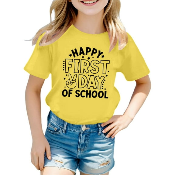 shqvo T-Shirts for Boys Crew Neck Short Sleeve T-Shirt Letter Graphic Print Everyday Machine-Washable Boys Shirts T-Shirts Toddler To Big Kid Sizes