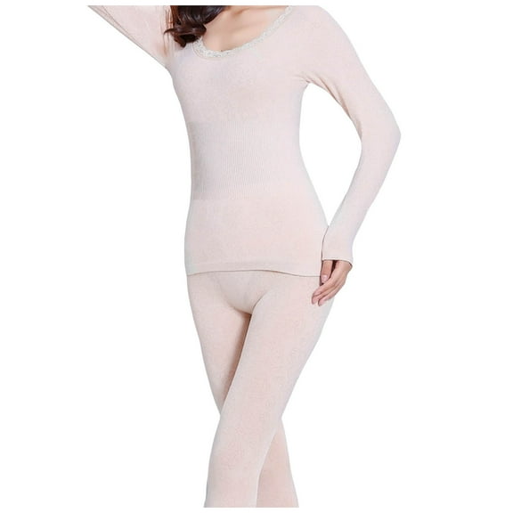 shqvo Thermal Underwear for Women Comfortable Women's Homewear Pajama Set Autumn Winter Homewear Pajamas Winter Trendy Layering Set