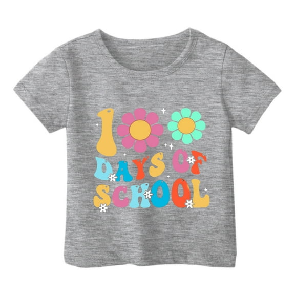 shqvo Toddler Boys Clothes Round Neck Short Sleeve T-Shirt Cartoon Print Casual Vacation Tops T-Shirts Toddler To Big Kid