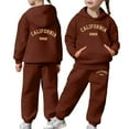 thumbnail image 1 of shqvo Toddler Girl Outfits Winter Letters Printed Long Sleeve Hooded Sweatshirt Top Pocket Elastic Waist Pants Kids Fall Winter 2pcs Set&outfits, 1 of 7