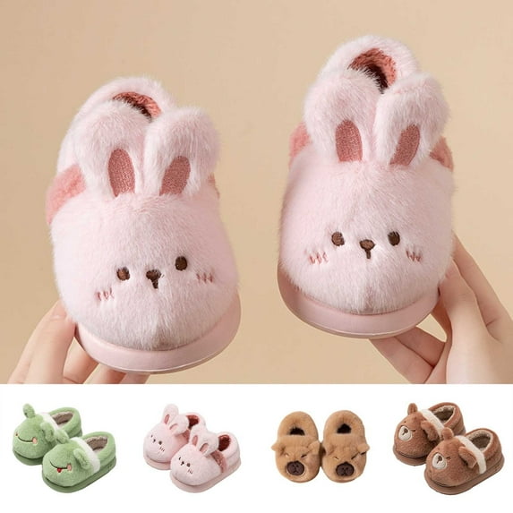 shqvo Toddler Kids Slippers Girls Boys House Shoes Winter Slippers Plush Warm Soft with Cute Cartoon Design Indoor Shoes