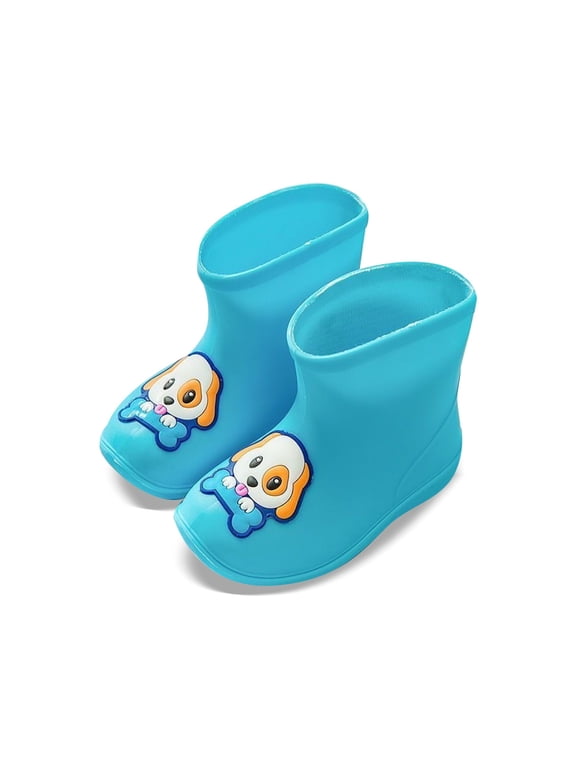Toddler Rain Boots Lightweight Rubber Wterproof Shoes with Pull-on Handles for Kids Plain and Graphic Print Ankle Rain Boots Fun Patterns Rain Boots Kids