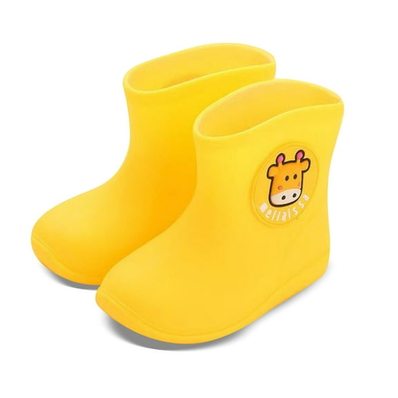 shqvo Toddler Rain Boots Lightweight Rubber Wterproof Shoes with Pull-on Handles for Kids Plain and Graphic Print Ankle Rain Boots Fun Patterns Rain Boots Kids