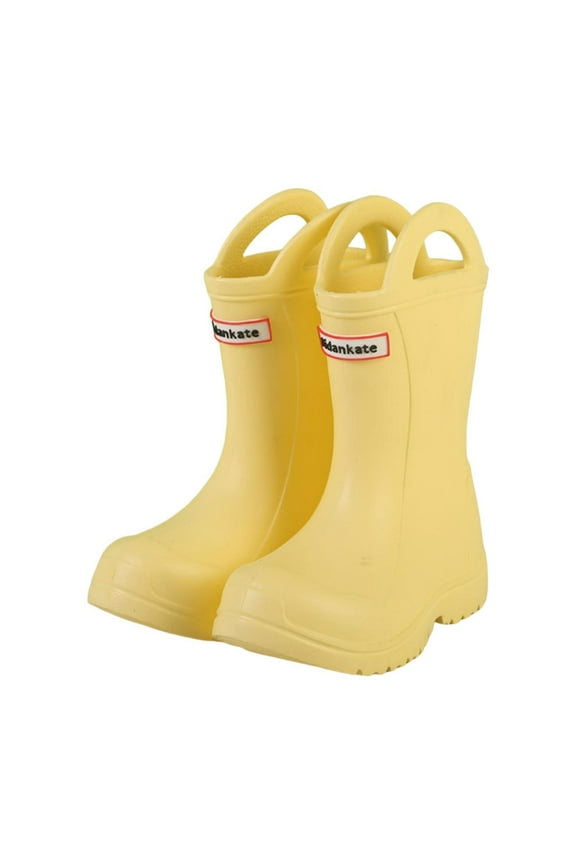 Toddler Rain Boots Lightweight Rubber Wterproof Shoes with Pull-on Handles for Kids Plain and Letter Print Mid Calf Rain Boots Fun Patterns Rain Boots Children