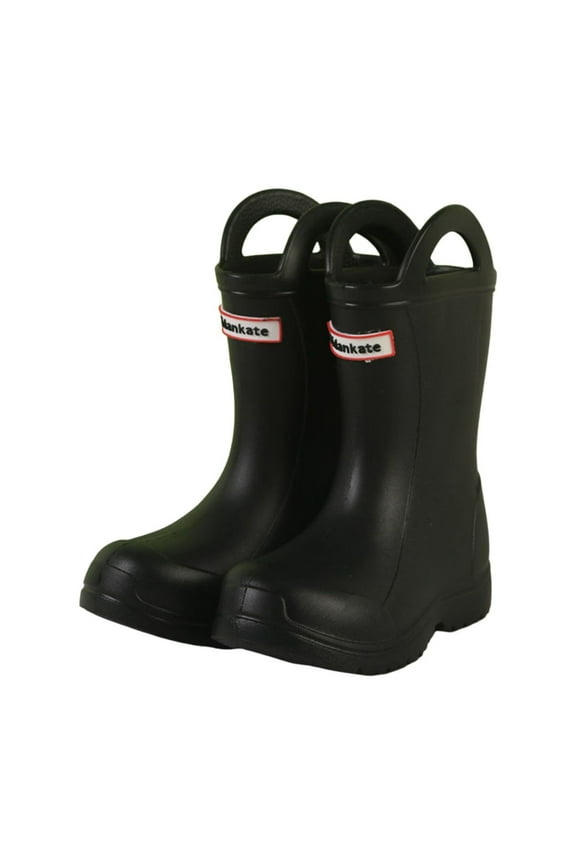 Toddler Rain Boots Lightweight Rubber Wterproof Shoes with Pull-on Handles for Kids Plain and Letter Print Mid Calf Rain Boots Fun Patterns Rain Boots Children