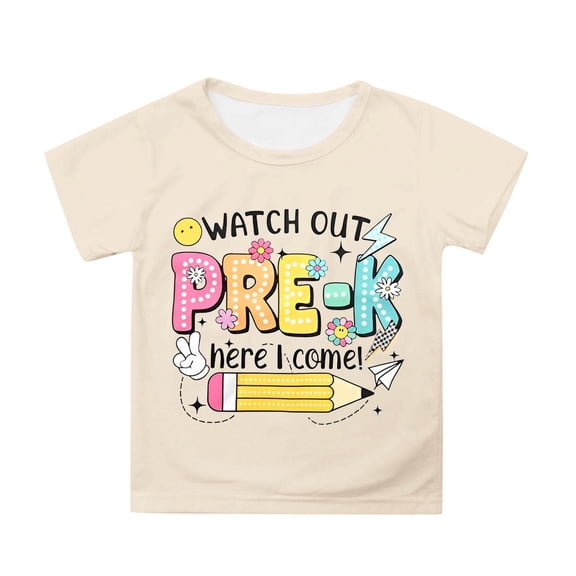 shqvo Toddler Shirt Girls 4t Round Neck Short Sleeve Striped Print Children's Fashion Pullover Tops Teen Girl Gifts