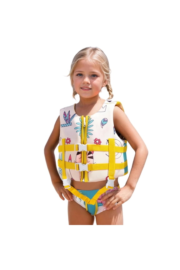 Toddler Swim Vest with Arm Floaties High-Buoyancy Print Adjustable Strap Swim Vest for Toddlers 3-5 Breathable Easy To Wear Uscg Approved Life Jacket for Children