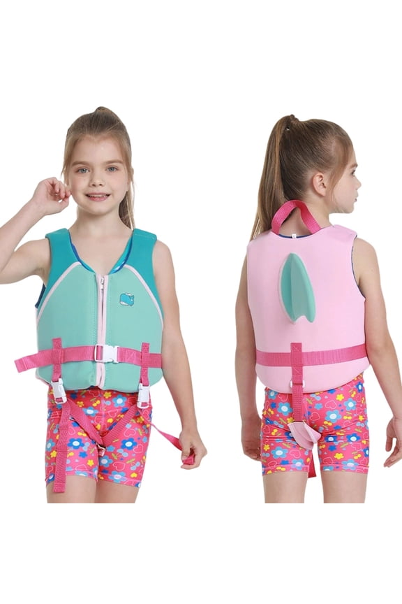 Toddler Swim Vest with Arm Floaties High-Buoyancy Print Adjustable Strap Life Vest for Toddlers 1-2 Secure Swimming Aid for Toddlers