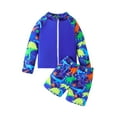 thumbnail image 1 of shqvo Toddler Swimsuit Boy Long Sleeve Zip Up Swimwear Set Rash Guard with Dinosaur Football Print Matching Swim Trunks Two Piece Outfit for Kids, 1 of 9
