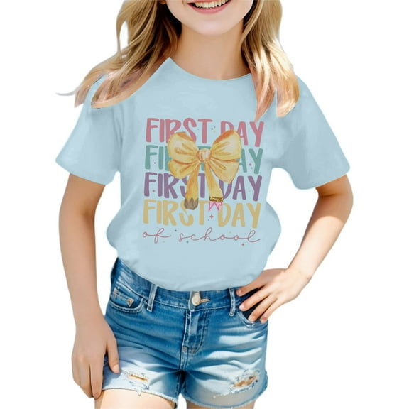 shqvo Toddler Tshirts Boys 5t Crew Neck Short Sleeve T-Shirts Cartoon Print Everyday Vacation Tops Teen Girl Gifts