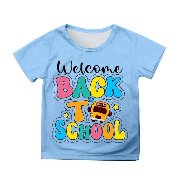 shqvo Toddler Tshirts Girls 5t Crew Neck Short Sleeve T-Shirts Cartoon Print Casual Daily Girls Clothes Gifts for Students