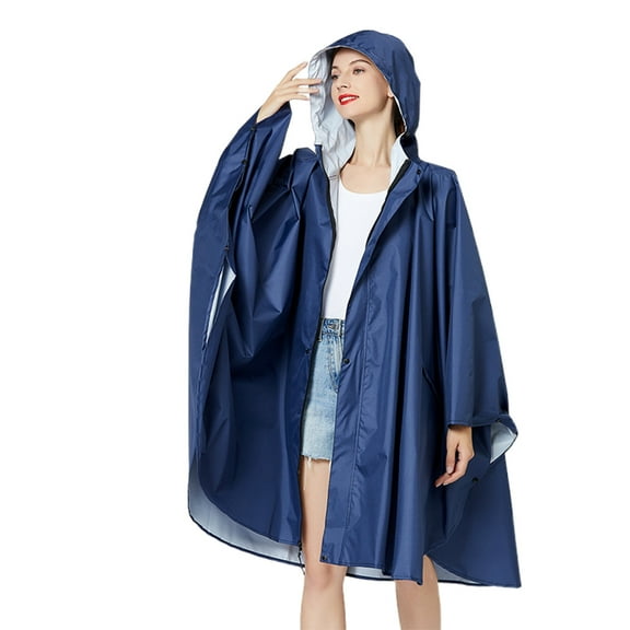 shqvo Unisex Cape Coat Lightweight Windproof Outdoor Rain Poncho Color Block Design All Seasons Wear Comfortable Durable Water-