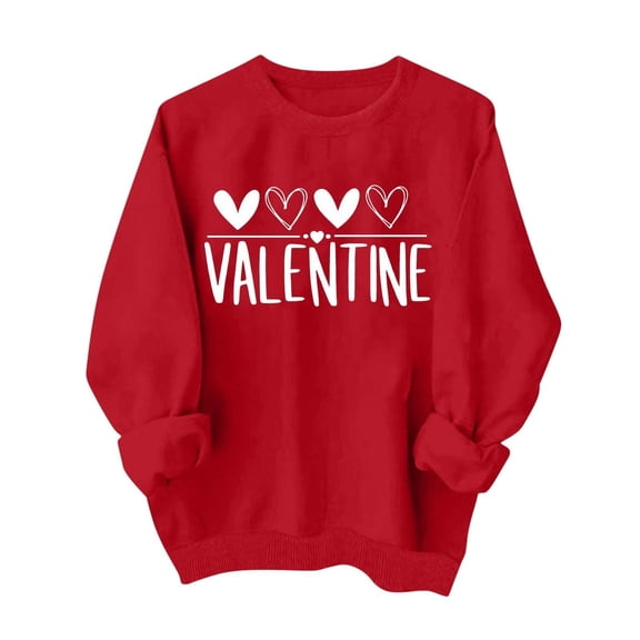 shqvo Valentine Sweatshirt for Girls Valentines Day Sweatshirts Funny Love Heart Shirts Casual Round Neck Pullover Tops