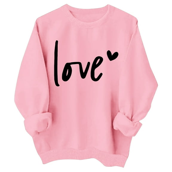 shqvo Valentine Sweatshirt for Girls Valentines Day Sweatshirts Funny Love Heart Shirts Casual Round Neck Pullover Tops