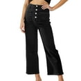 thumbnail image 1 of shqvo Women's Jeans High Waisted Stretchy Straight Leg Jeans Buttoned Loose Wide Leg Denim Pants with Pocket Black XXL, 1 of 5