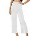 thumbnail image 1 of shqvo Women's Jeans High Waisted Stretchy Straight Leg Jeans Buttoned Loose Wide Leg Denim Pants with Pocket White M, 1 of 5
