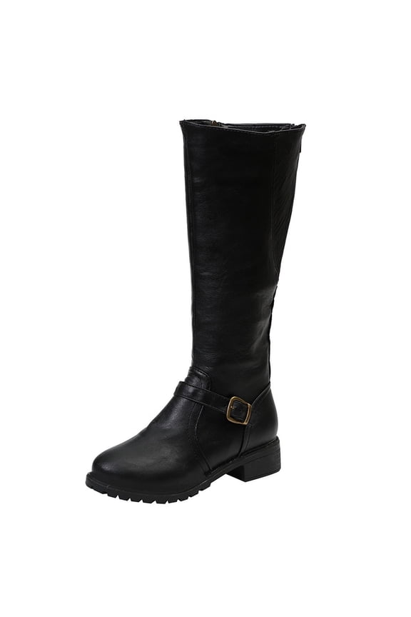 Women's Knee High Boots Block Heels with Side Zipper and Stretchy Elastic Panels Calf Tall Stretch Retro Low Heel Fall Boots Women