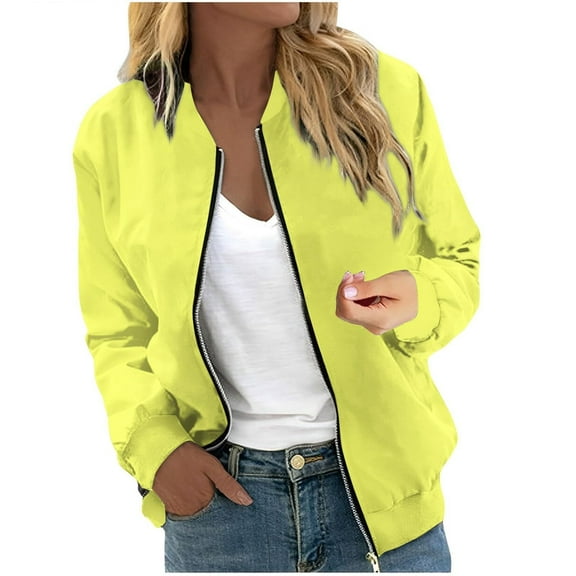 shqvo Women's Lightweight Bomber Jacket Long Sleeve Zip Up Casual Outerwear Coat Stylish Spring Fall Windbreaker with Pockets